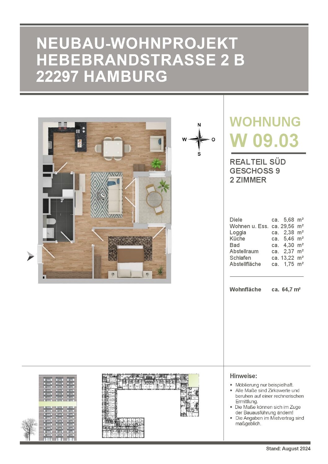 S-W 09.03 - Grundriss 9. OG, 2 Zimmer
